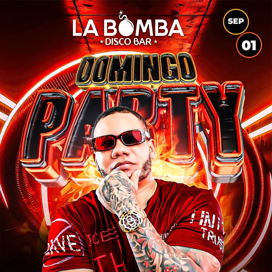 Disco party club flyer neon red 3D effects